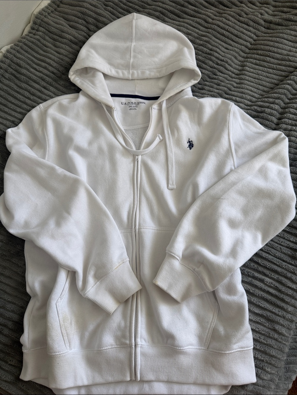 U.S. Polo Assn. White Zip-Up Hoodie - Men's Size 2XL